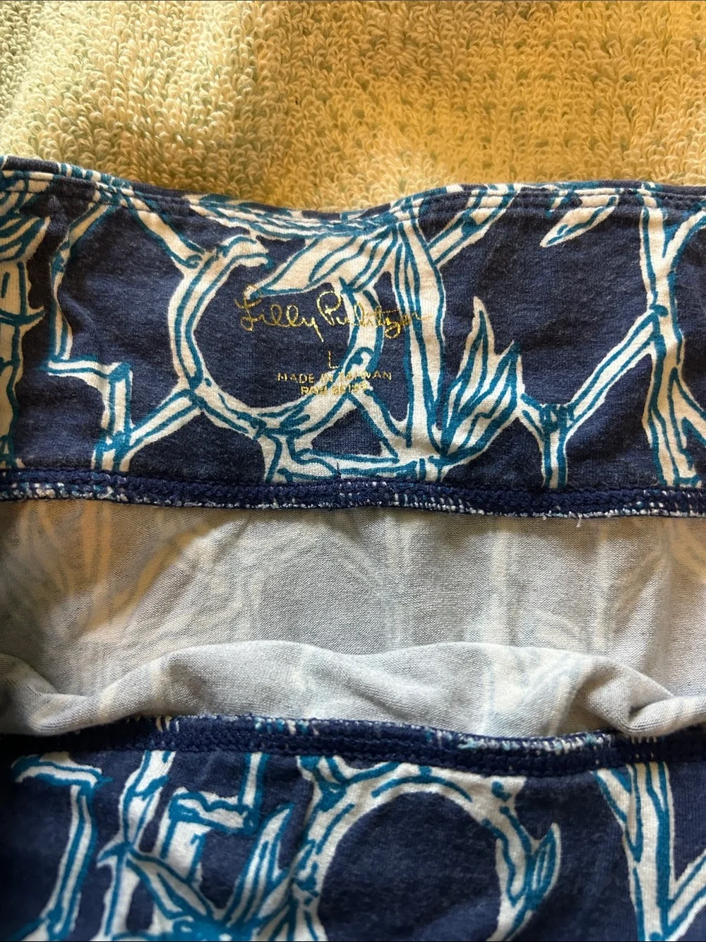 Lilly Pulitzer Navy Floral Chain-Print Mini Skirt Sz L